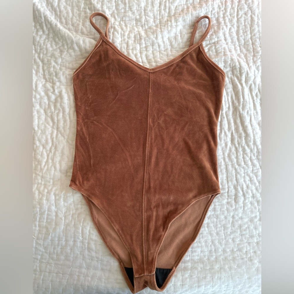 Everlane Brown Velvet Bodysuit Tank Top